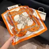 Pañuelo de Seda 70 Cuadrado Moda Coreana de Alta Gama Versátil Profesional Seda Sintética Pequeño Pañuelo de Cuello Estampado Retro Pañuelo de Seda para Mujer