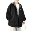 Chaqueta con capucha de estilo nuevo para hombre de primavera y otoño, doble pieza falsa, ropa exterior holgada, capucha con cordón, tendencia callejera, top casual