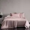Juego de ropa de cama de cuatro piezas Tencel austriaco Lenzing, 100 hilos, Clase A, color sólido, suave como la seda, fresco y lujoso