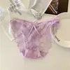 Noche Nebulosa Rosa~Bragas de encaje con cascabeles sexys estilo francés para mujer, calzones de mujer huecos de tiro bajo con lazo de deseo puro