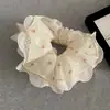Goma para el pelo de estilo vintage francés con estampado de encaje, de tacto de alta gama, elegante pasador de perlas para coletas y moños