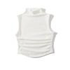 Estilo Europeu e Americano das Mulheres Novo Oito - cores Pequeno Gola Alta Colete Plissado Puro Desejo Estilo Sexy Sem Mangas Top Spice Sling