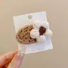 Estilo Coreano Retro Outono Inverno Crianças Presilhas BB Tecido Urso Coelho Flor Estilo Menina Franja Lateral Presilhas
