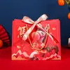 Saco de Presente Ano do Cavalo 2026, Saco de Papel de Ano Novo, Bolsa de Mão Grande Vermelha para Lembrança, Saco de Embalagem para Caixa de Doces