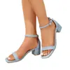 Sandálias de Salto Grosso Femininas 2025 Verão Novo Moda Estilo Fada Salto Médio Transfronteiriço Plus Size Sapatos de Salto Alto em estoque