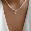 Collar de Perlas al por Mayor Joyería con Colgante Transfronterizo Europeo y Americano Aleación Sol Nicho Lujo Ligero Gama Alta Collar para Suéter para Mujer