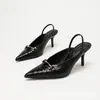 Zapatos de tacón alto con estampado de cocodrilo de moda para mujer, sandalias elegantes de tacón alto con punta fina y tira poco profunda, versátiles para ir al trabajo