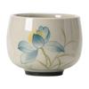 Fabricante de Taza Maestra para Té de Loto Pintada a Mano Gris Planta Juego de Té Individual Taza de Té Pequeña Kung Fu Cerámica Retro Taza de Aroma