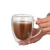 Taza de Café Resistente al Calor de Doble Capa con Asa, Taza de Doble Capa, Taza de Leche, Vidrio Aislante de Alto Borosilicato, Vidrio de Alto Borosilicato