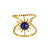 Anillo Abierto de Plata S925 con Estrella, Incrustaciones de Azul Klein y Lapislázuli para Mujer, Diseño Hueco de Alta Gama Vintage Hy