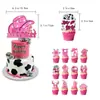 Decoración para Fiesta de Cumpleaños Tema Disco Vaquero Rosa para Niña Banderín Pancarta Set de Globos