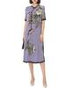 2024 verão novo estilo vestido feminino moda solta grande tamanho vintage estampado cheongsam split elegante vestido midi