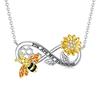 Collar Infinito Anillo Abeja Girasol Bicolor Moda Joyería Accesorios para Mujer Regalo de Cumpleaños para Niña Fresco y Dulce