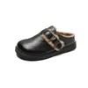 Zapatos Birkenstock Cómodos de Suela Gruesa para Mujer, Zapatos de Piel con Forro de Lana, Nuevos Zapatos Peludos Cálidos de Invierno 2025, Mocasines de Suela Suave