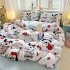 2026 nuevo juego de ropa de cama de cuatro piezas estilo fresco, terciopelo de leche impreso, 200g engrosado