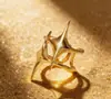 Anillos de Estrella de Personalidad de Nicho Europeos y Americanos Transfronterizos, Sin Desvanecimiento, Estilo Simple y Minimalista, Anillo Abierto de Acero Inoxidable de Gama Alta