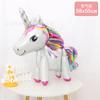 Globo de aluminio con diseño de unicornio 3D de dibujos animados, ideal como decoración para fiestas de cumpleaños infantiles.