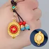 Llavero con forma de tortuga de imitación de cobre con el zodíaco del nuevo mundo rico, colgante para llave de coche con forma de caparazón de tortuga y doce símbolos del zodíaco, escénico y atractivo.