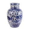 Jarrón de Flores Azul Vintage Estilo Chino con Patrón de Flores, Peces y Algas Cerámica para Sala de Estar, Entrada, Mesa de Comedor Adornos Florales
