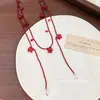 Novo Colar de Flores Artesanal com Contas em Camadas, Acessório Gargantilha Longa em Camadas com Design Vintage e Toque de Luxo, Corrente para Clavícula