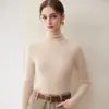 Nuevo Suéter de Cachemira Otoño/Invierno 2026 para Mujer Cuello Alto Color Sólido Otoño/Invierno Adelgazante Tejido de Canalé Suéter Base para Mujer