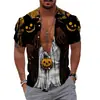 Camisa 3D para Hombre Transfronteriza Estación Independiente Serie de Halloween Impresión Digital 3D Camisa Hawaiana Fabricante de Origen para Hombre