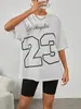Camiseta Estampada de Algodão Los Angeles 23 Original Solta e Confortável Camisa Pessoal Casual Macia Camiseta Top Moda Estética