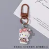Colgante de llavero de patchwork KT con estampado de leopardo color café para otoño e invierno, accesorios retro de gato para llaves DIY, dijes para mochila, venta al por mayor