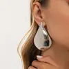 Pendientes de Botón Exagerados con Forma de Gota de Agua Geométricos con Superficie de Espejo, Estilo Frío, Parche de Ins, Ovalados Brillantes, Adornos para Orejas Transfronterizos Europeos y Americanos