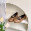 BR2306 Sapatos Infantis Novo Verão Boca Rasa Sapatos de Couro Simples Meninas Retro Soft-soled Princesa Sapatos