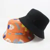 Sombrero de pescador de doble cara con estampado de grafiti transfronterizo para hombres y mujeres, sombrero tipo cubo con protección solar, sombrero casual moderno para exteriores