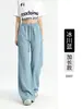Pantalones de algodón aterciopelado europeos de pierna ancha para mujer para invierno, pantalones de chenilla de cintura alta fluidos hasta el suelo, pantalones rectos de pana forrados de polar