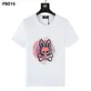 Camiseta al por mayor de marca americana moderna Psychobunny con estampado de calavera de conejo colorido y degradado, manga corta, cuello redondo