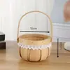 Cesta de Flores de Madera Tejida a Mano Rectangular Portátil Piezas de Madera Cesta para Arreglos Florales Cesta para Plantas Florales Suculentas Cesta de Almacenamiento Tejida de Ratán