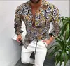 Camisa de Manga Larga de Moda Tendencia Estampado Digital 3D Nueva Primavera y Otoño Transfronteriza Aliexpress Fuente de Fábrica Estilo Coreano Corte Delgado