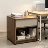 Mesita de noche moderna y minimalista para dormitorios, con un solo cajón, hecha de madera maciza, adecuada para apartamentos pequeños y hoteles