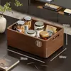 Cesta de Almacenamiento de Madera Maciza para Juego de Té de Escritorio Chino, Sala de Estar, Mesa de Café, Bocadillos de Té, Llaves, Artículos Varios, Tijeras, Frutas Secas