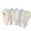 Calcetines Finos de Verano para Niñas, Calcetines Cortos Tipo Mocasín para el Tobillo, Conejito Lindo de Dibujos Animados con Lazo, Calcetines Bajos de Algodón, Transpirables de Malla Hueca