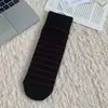 Meias Femininas de Meia-Panturrilha Cor Vermelho Angorá, Estilo Ins Moderno, Algodão Puro, Primavera, Outono, Inverno, Meias Longas Listradas Retrô Japonesas