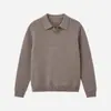 APO Roupa Masculina Estilo Old Money Transfronteiriço Textura Trançada Gola Polo Suéter Malha Tricô Manga Longa Solto de Luxo Leve