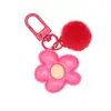Nuevo Llavero de Bola de Felpa Flor Macaron Cadena Brillante de Flor de Color Caramelo Accesorio Chica Dopamina