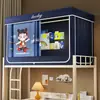 Cortina de Cama para Dormitorio Estudiantil Estilo Transfronterizo con Soporte de Mosquitero Integrado Cortina para Litera Individual Superior e Inferior de Dormitorio Toldo de Cama Blackout