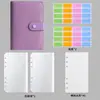 Cuaderno de cuero PU transfronterizo, color macarrón, carpeta A6 con bolsillo con cremallera, cuaderno de presupuestación y contabilidad de efectivo, al por mayor