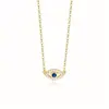 Collar Ojo de Diablo Fangxing para Mujer Plata de Ley S925 Moda Francesa Lujo Ligero Ojos Azul Frío Colgante Cadena para Clavícula