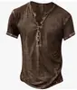 Camiseta de Manga Corta Abierta con Siete Botones para Hombre, de Venta Caliente en Comercio Exterior Transfronterizo, con Estampado Digital 3D, Camiseta Versátil Casual