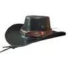 Sombrero Jazz de Ala Ancha de PU para Hombres y Mujeres, Visera Protectora del Sol para Exteriores de Primavera y Otoño, Sombrero de Caballero para Viaje, Sombrero de Vaquero del Oeste Americano