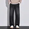 Pantalones de chándal de mezclilla de punto retro americano, nueva colección otoño 2026, corte holgado, estilo workwear moderno, dobladillo ligeramente curvado, pantalones de pierna ancha con caída fluida