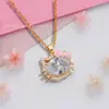 Colar Gato Gota de Óleo com Zircônia para Mulheres, Banhado a Cobre, Não Desbota, Pingente Fofo Vintage, Ajustável, Versátil, Empilhável, Item Quente Transfronteiriço