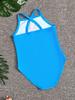 Exclusivo Transfronterizo Traje de Baño Bikini de Tirantes de Una Pieza para Bebé Niña con Estampado de Sirena de Dibujos Animados