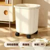 Bote de Basura de Gran Capacidad para el Hogar, Acabado de Alta Gama, Baño, Sala de Estar, Inodoro, Boca Abierta, Sin Tapa, con Ruedas, Contenedor de Almacenamiento de Basura